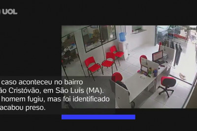 Imagens mostram mulher no meio de tiroteio durante assalto a loja no Maranhão